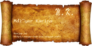 Máyer Karina névjegykártya